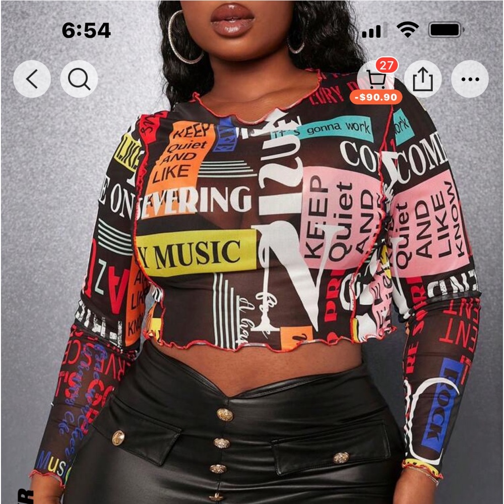 SHEIN Multicolor Graphic Print Crop Top